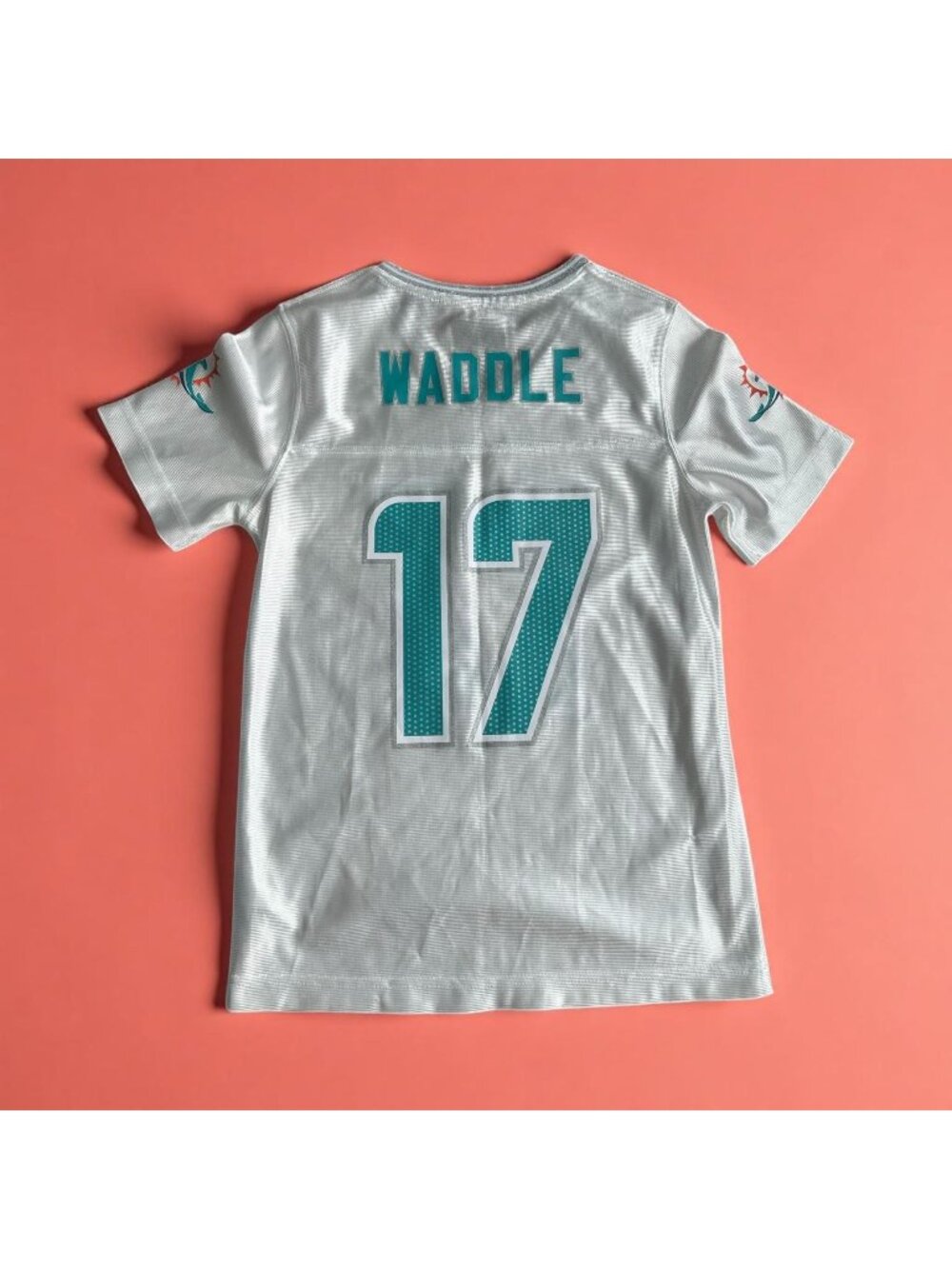 NFL Girls Miami Dolphins Waddle Football Jersey Size Large (8/10)